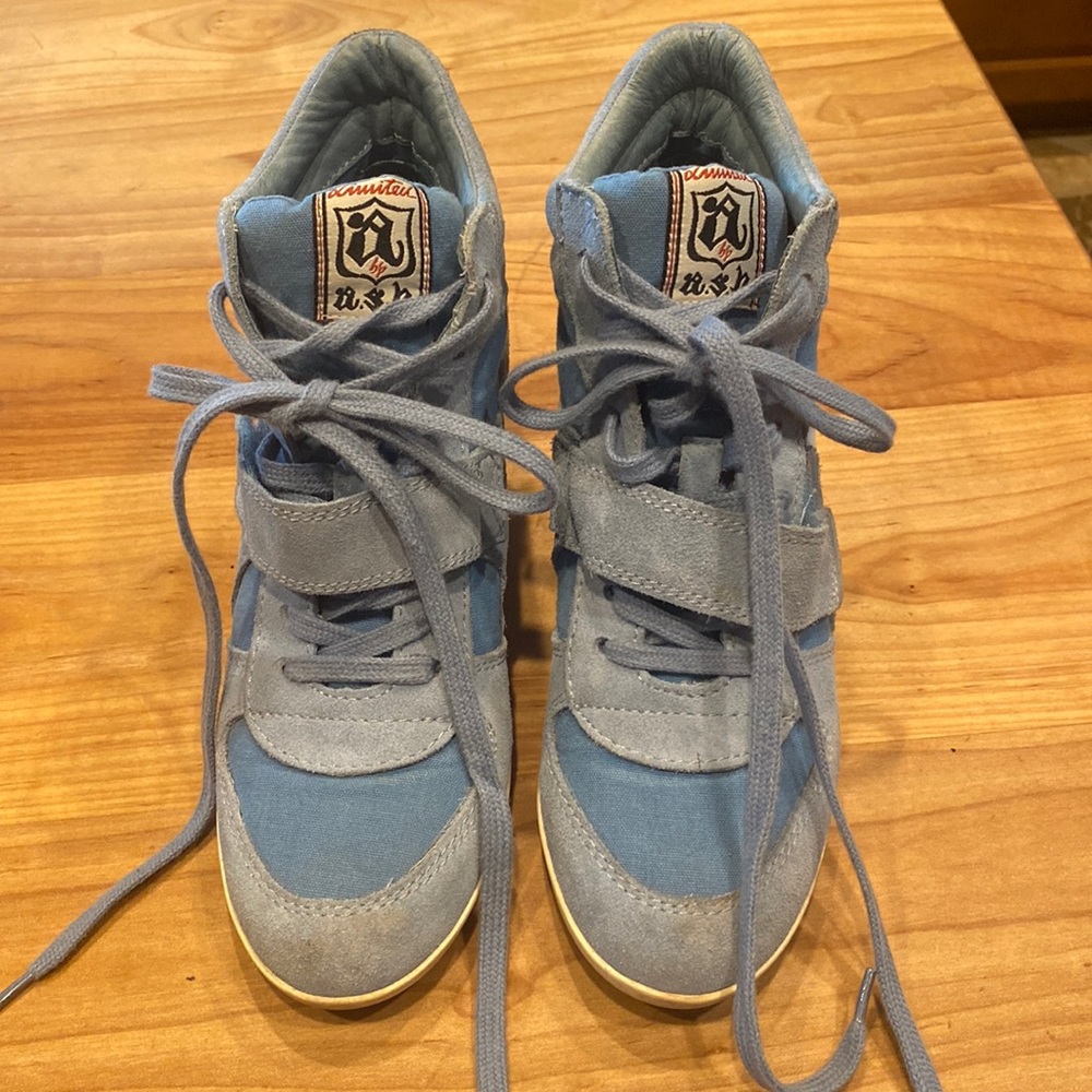Ash blue suede wedge sneakers